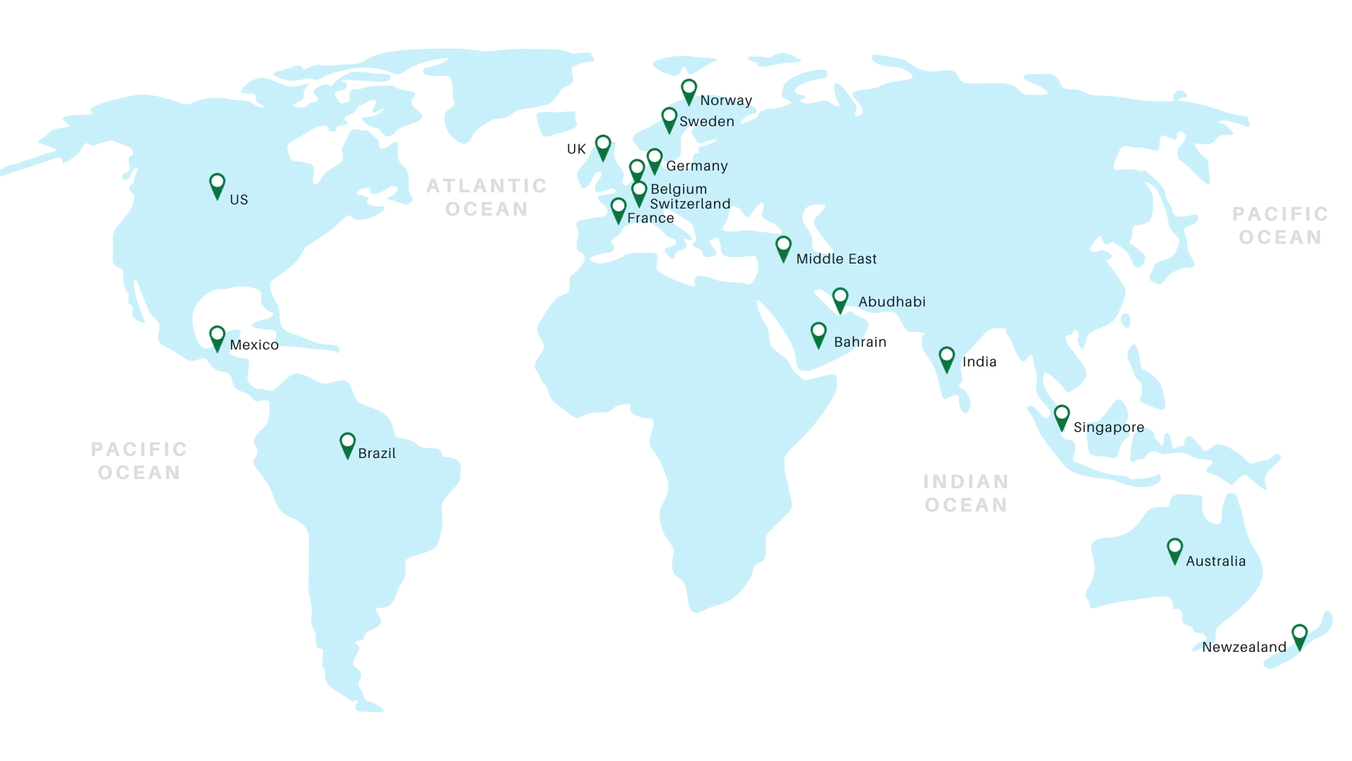 Map displaying global client presence